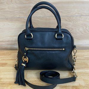 Michael Kors Knox Tassel Black Pebbled Leather Satchel